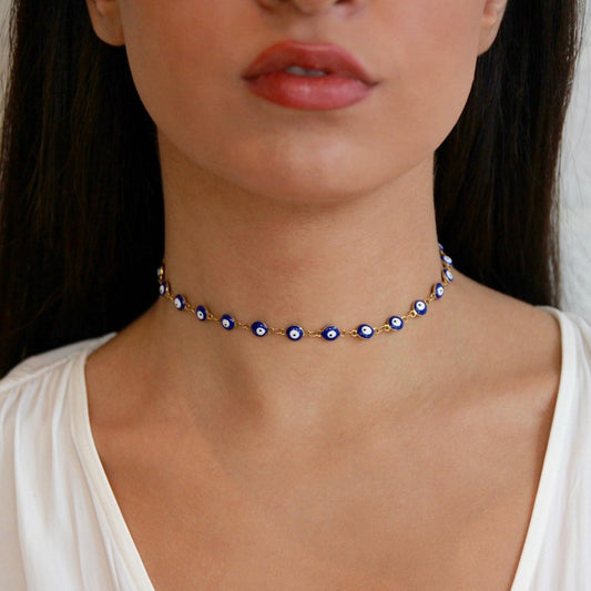 Amaya – Collar Choker Ojo Protector Dorado