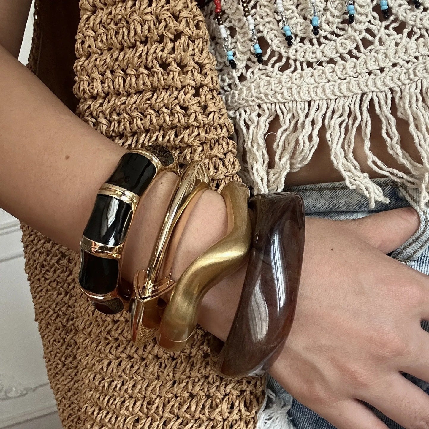 Naomi – Pulsera de Bambú con Bloques de Colores