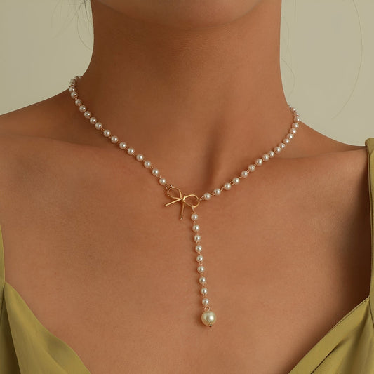 Antoneth – Collar Colgante Lazo con Perla