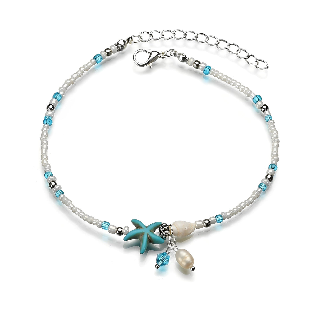 Isla – Pulsera Tobillo Estrella & Concha con Piedras Naturales