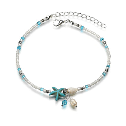 Isla – Pulsera Tobillo Estrella & Concha con Piedras Naturales