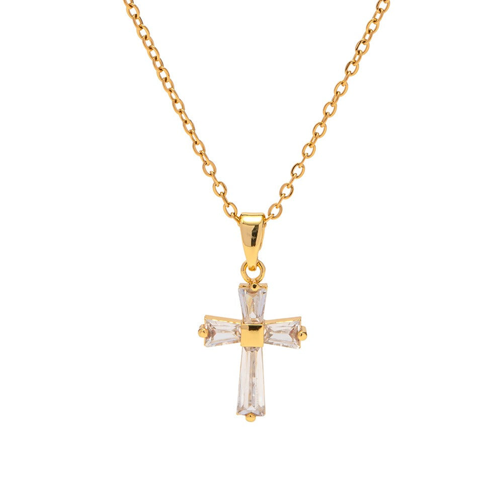 Mae – Collar Cruz de Zirconia Dorado