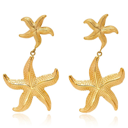 Sanja – Pendientes Colgantes Estrella de Mar Dorados