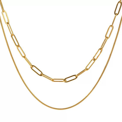 Shaina – Collar Doble Cadena Paperclip Vintage