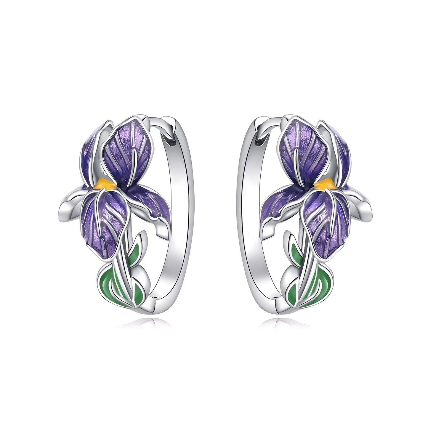 Pendientes Flor Esmalte Púrpura