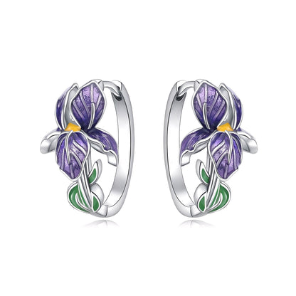 Pendientes Flor Esmalte Púrpura