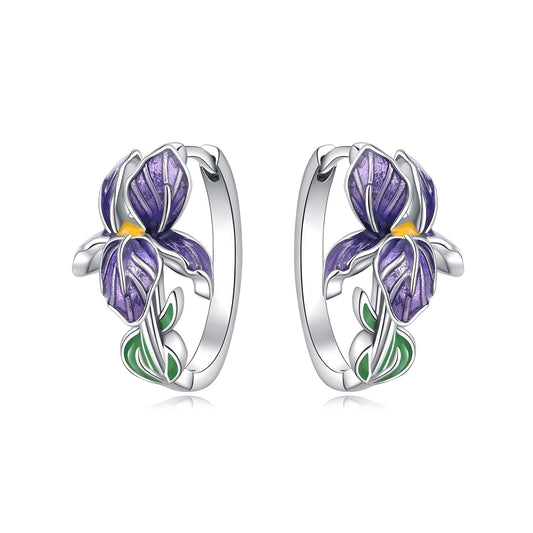 Pendientes Flor Esmalte Púrpura