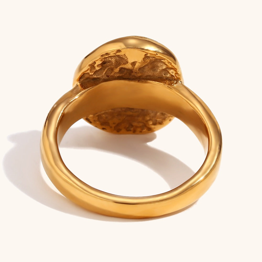 Solenya – Anillo Cristal Dorado Motivo Sol-Luna