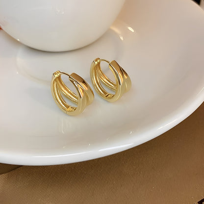 Angelina – Pendientes Doble Capa en Forma C