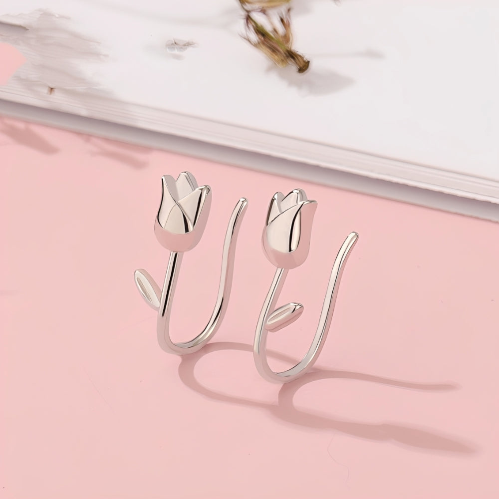 Pendientes de tulipán para mujeres con diseño floral - Par