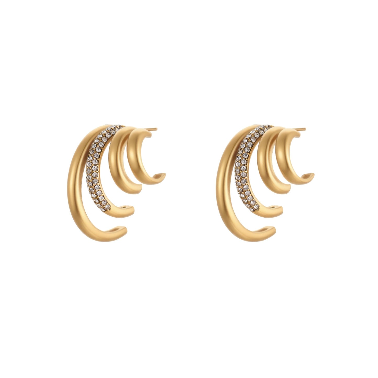 Morgan – Pendientes Aro Dorados Capas con Zirconia