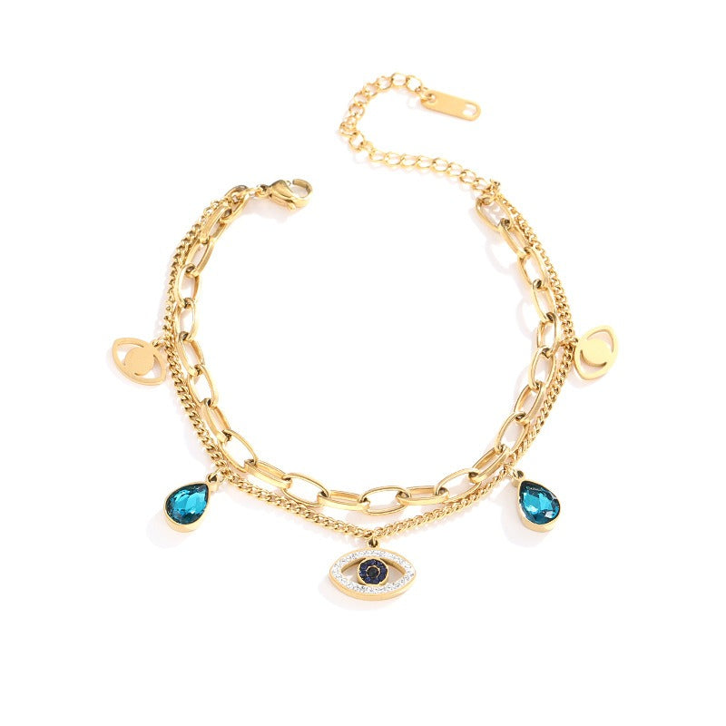 Sharnie – Pulsera Doble Cadena de Acero Elegante