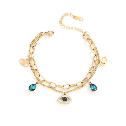 Sharnie – Pulsera Doble Cadena de Acero Elegante