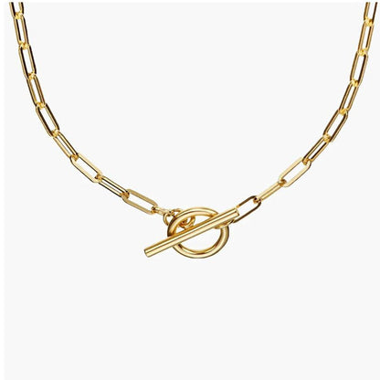 Ellie – Collar T-Bar con Enlaces Lineales en Oro