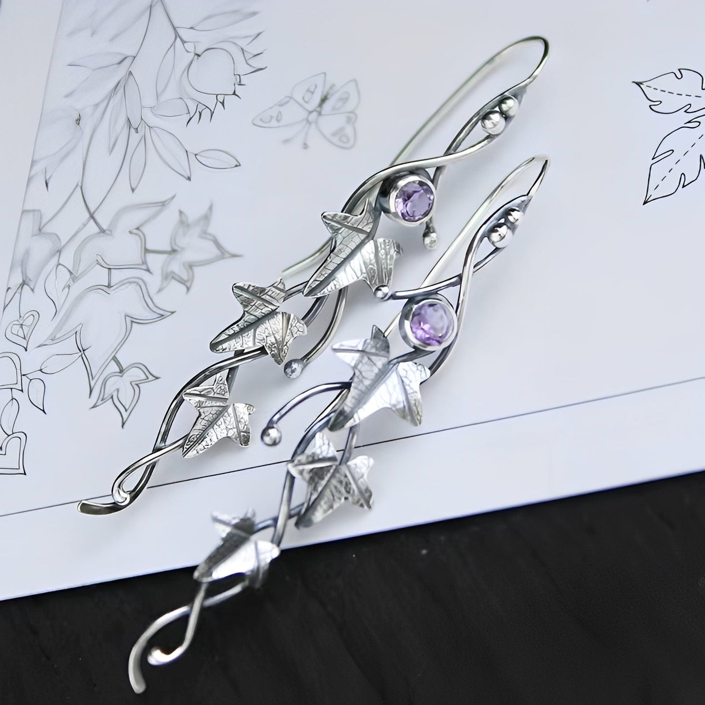 Elvina – Pendientes Hojas Vintage Élficas