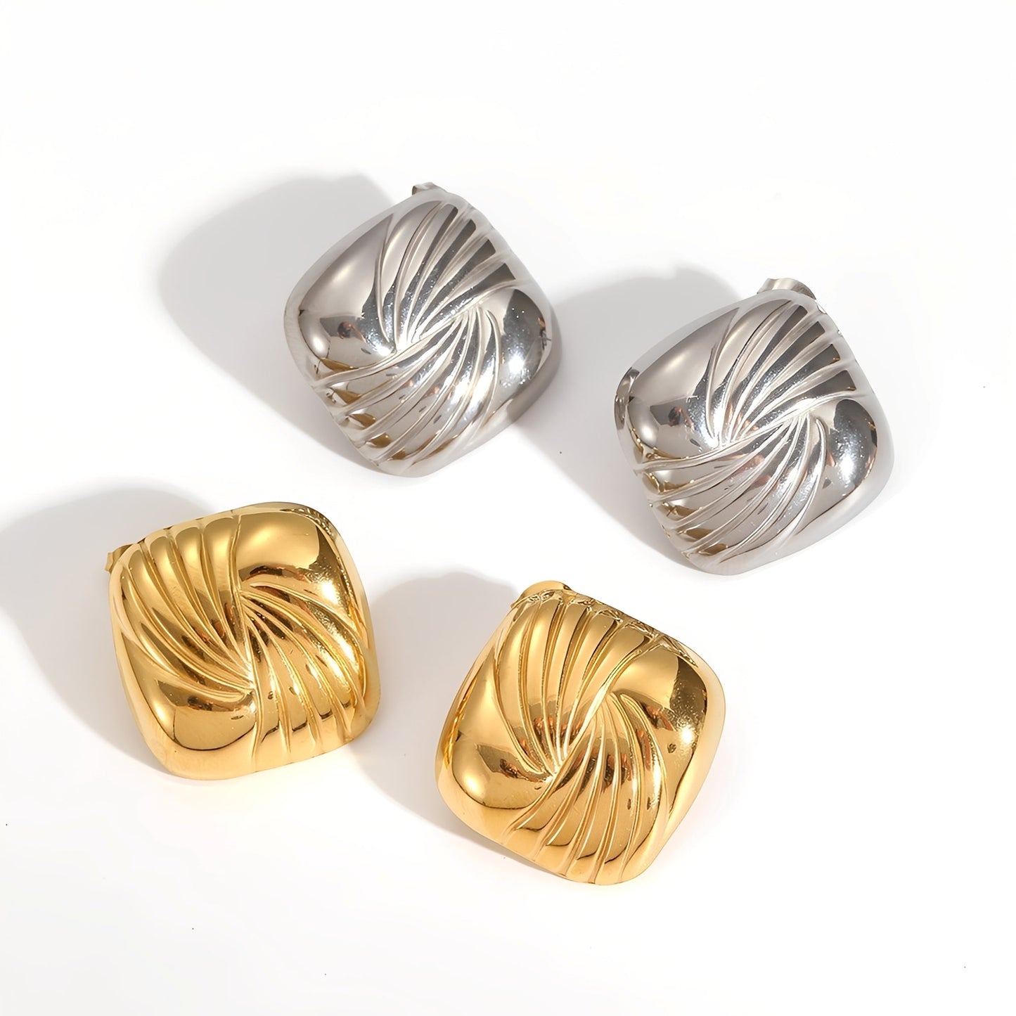 Kaia – Pendientes Geométricos Acero Titanio