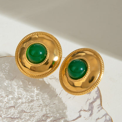 Elena – Pendientes de Ágata Verde Elegantes