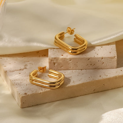 Hana – Pendientes Doble Aro en U Elegantes