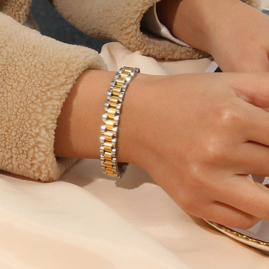 Imee – Pulsera de Cadena Bicolor Oro y Plata