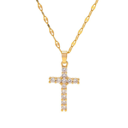 Noah – Collar Cruz de Zirconia Dorado