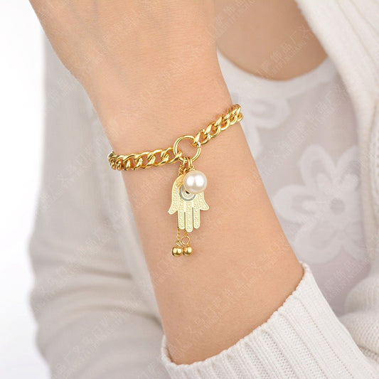 Sue – Pulsera Mano de Fátima con Cadena