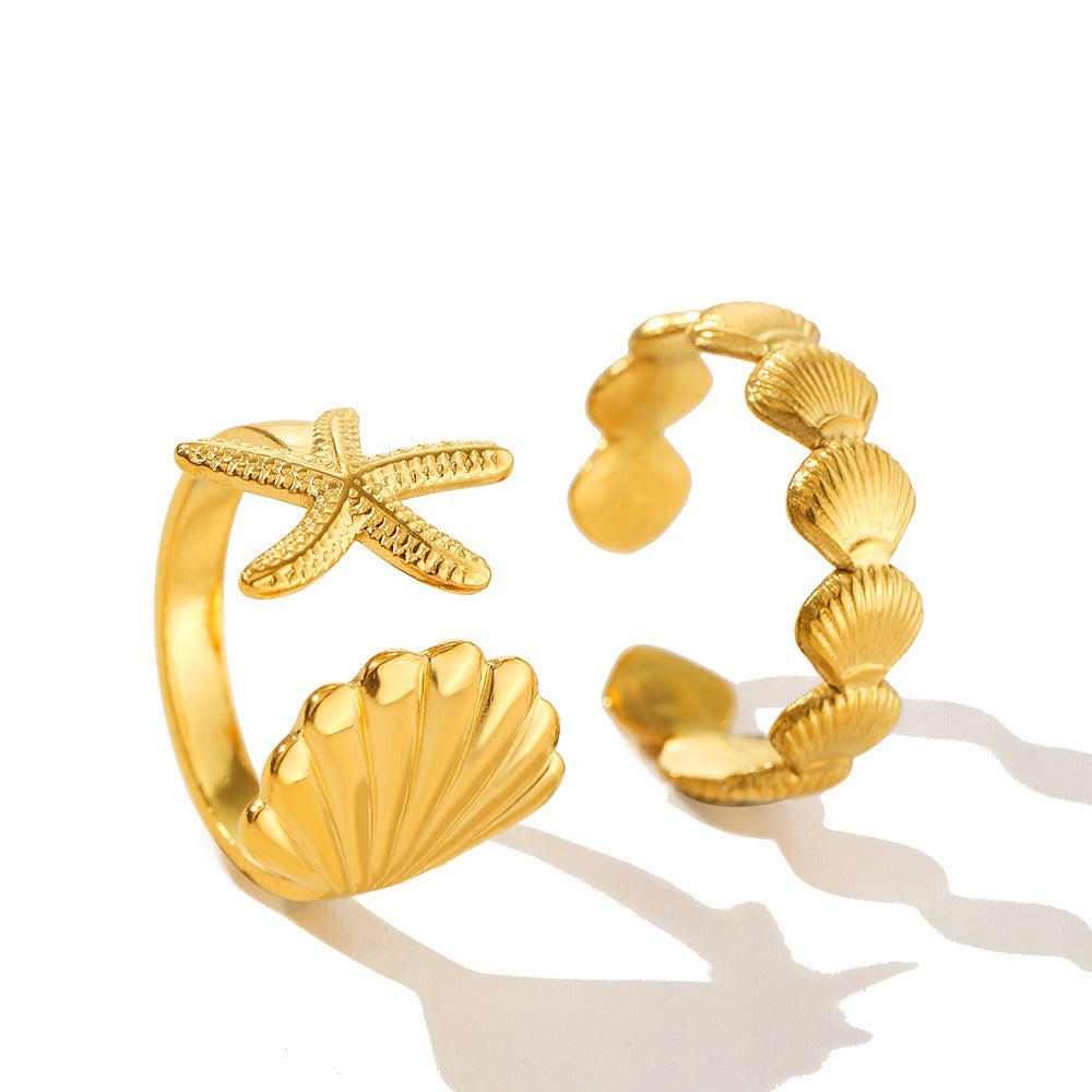 Marina – Anillo Abierto Concha y Estrella de Mar