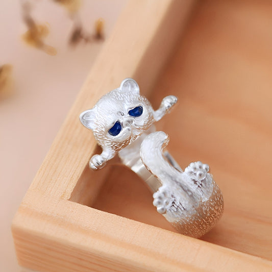 Louna – Anillo Gatito Ajustable Plata 925