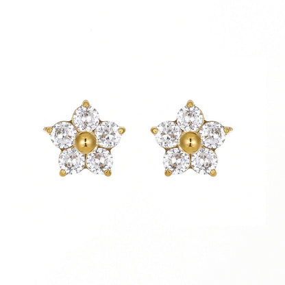 Sheena – Pendientes Florales con Detalle Brillante