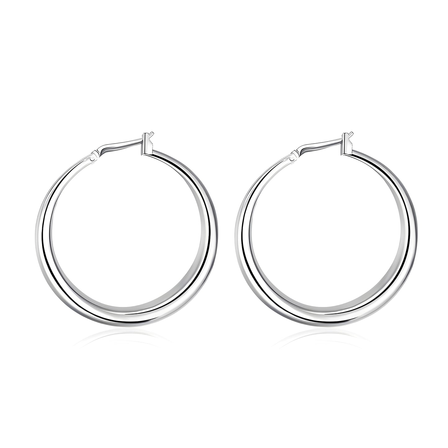 Riley – Pendientes Redondos Plateados Elegante