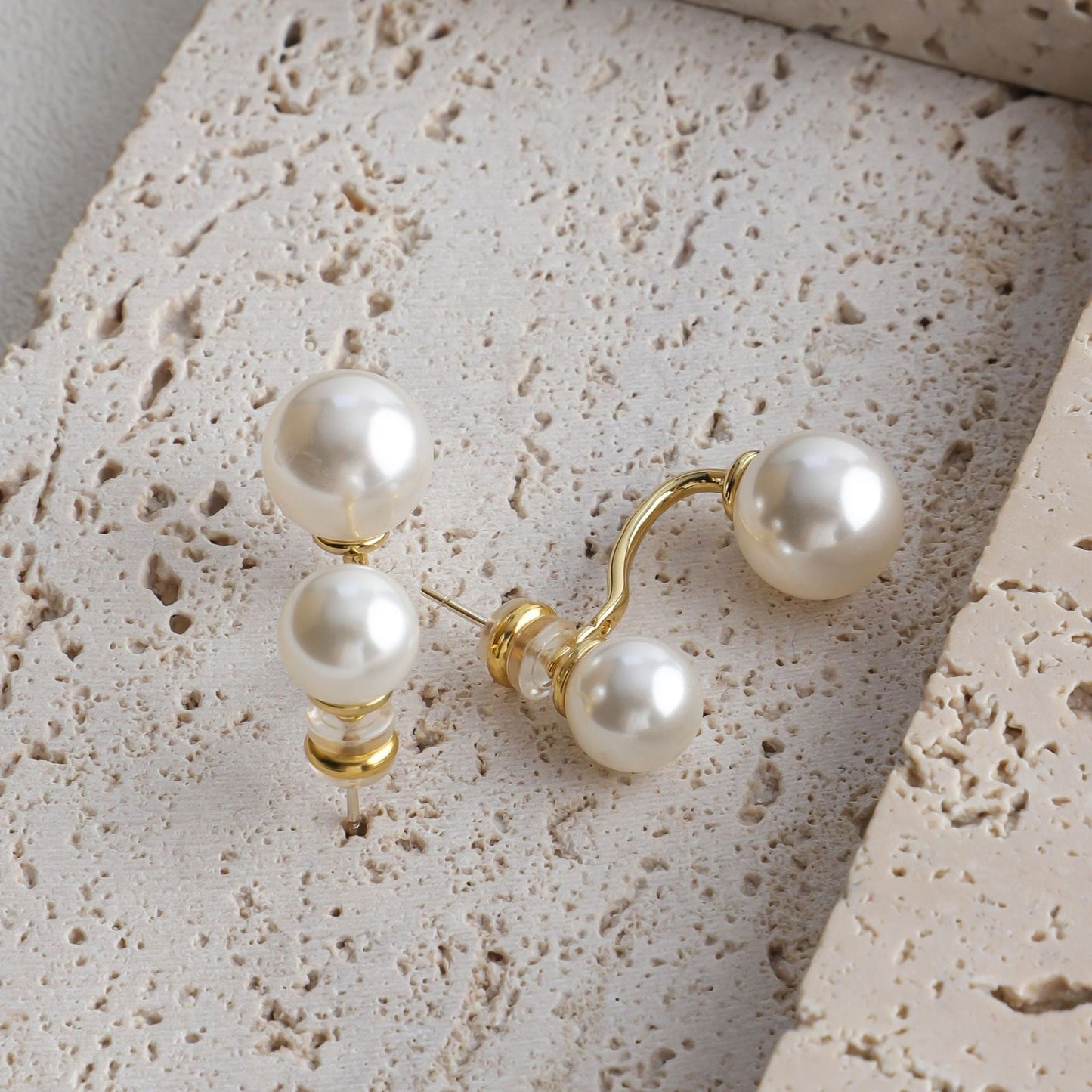 Mav – Pendientes Elegantes de Doble Perla