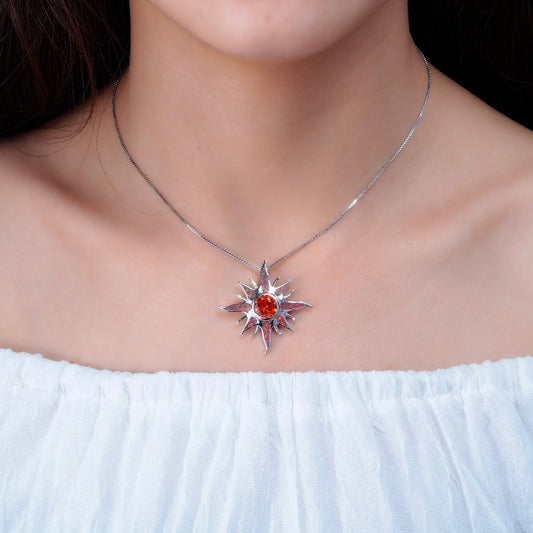 Yani – Collar Pendiente Esplendor Solar en Ópalo de Fuego & Granate