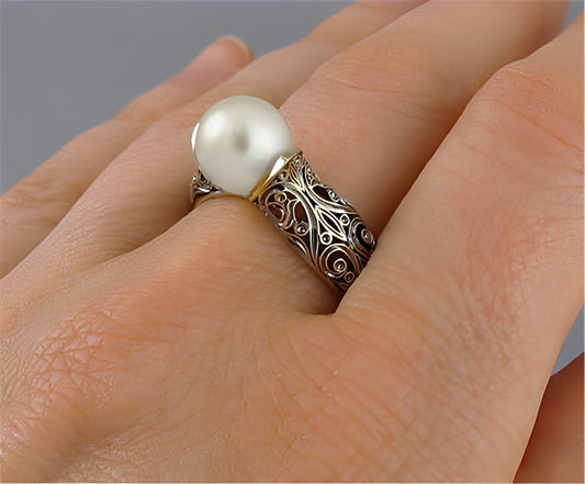 Isabelle – Anillo Vintage Dorado a Perla