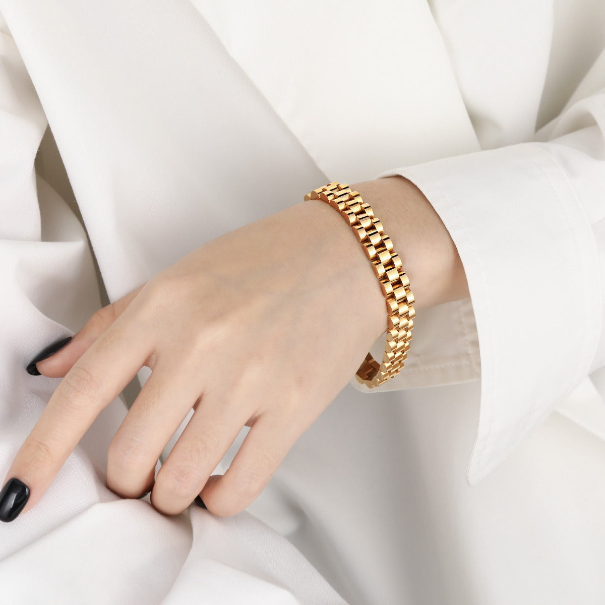 Bianca – Pulsera Cadena Cubana Estilo Reloj