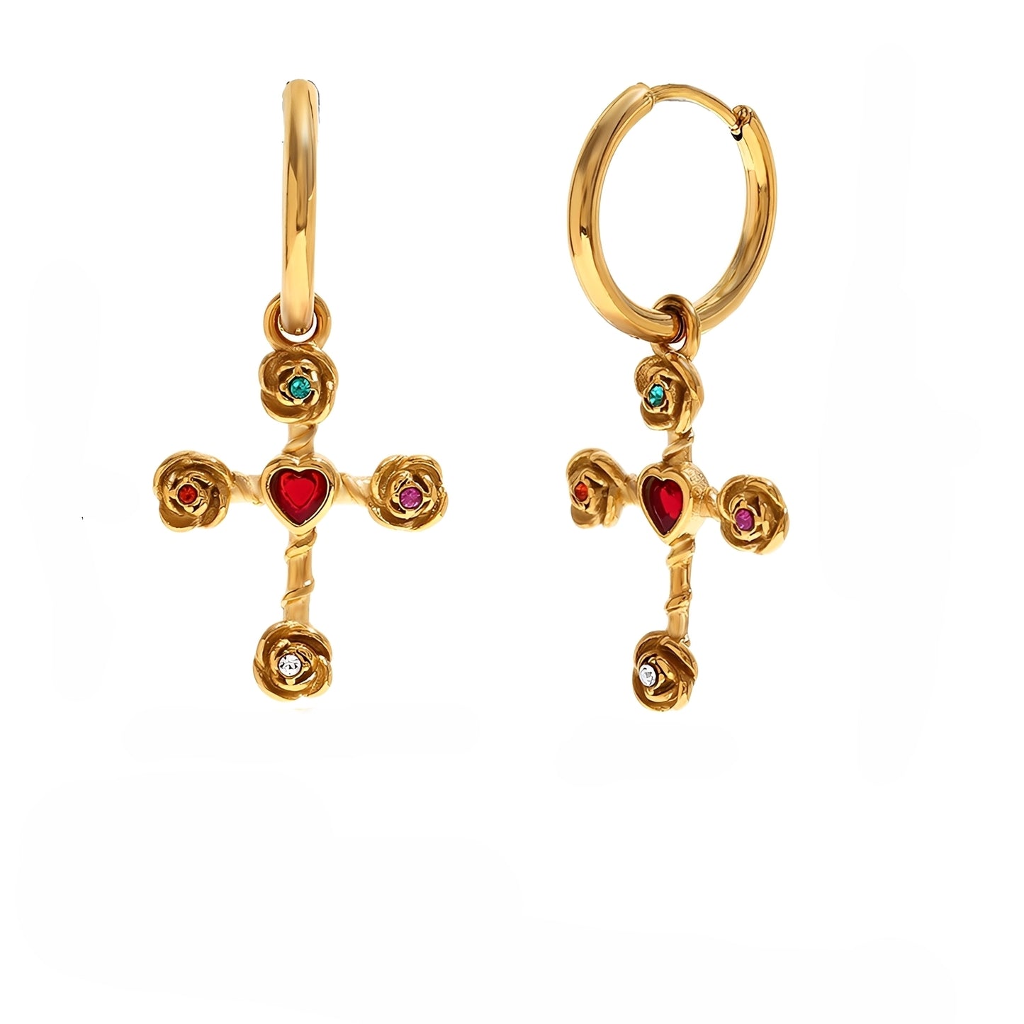 Karla – Pendientes Aro con Cruz Elegantes