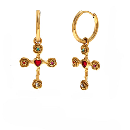 Karla – Pendientes Aro con Cruz Elegantes
