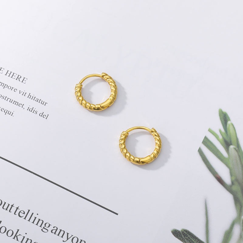 Manon – Pendientes Mini Aros Cuerda en Oro