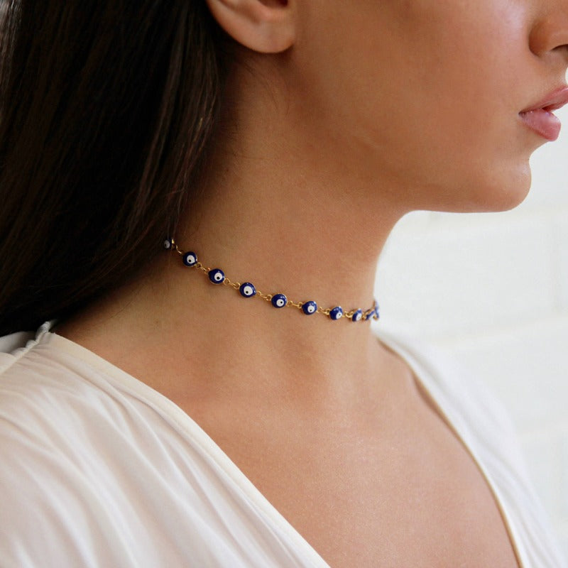 Amaya – Collar Choker Ojo Protector Dorado