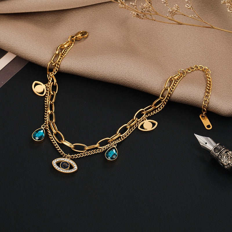 Sharnie – Pulsera Doble Cadena de Acero Elegante