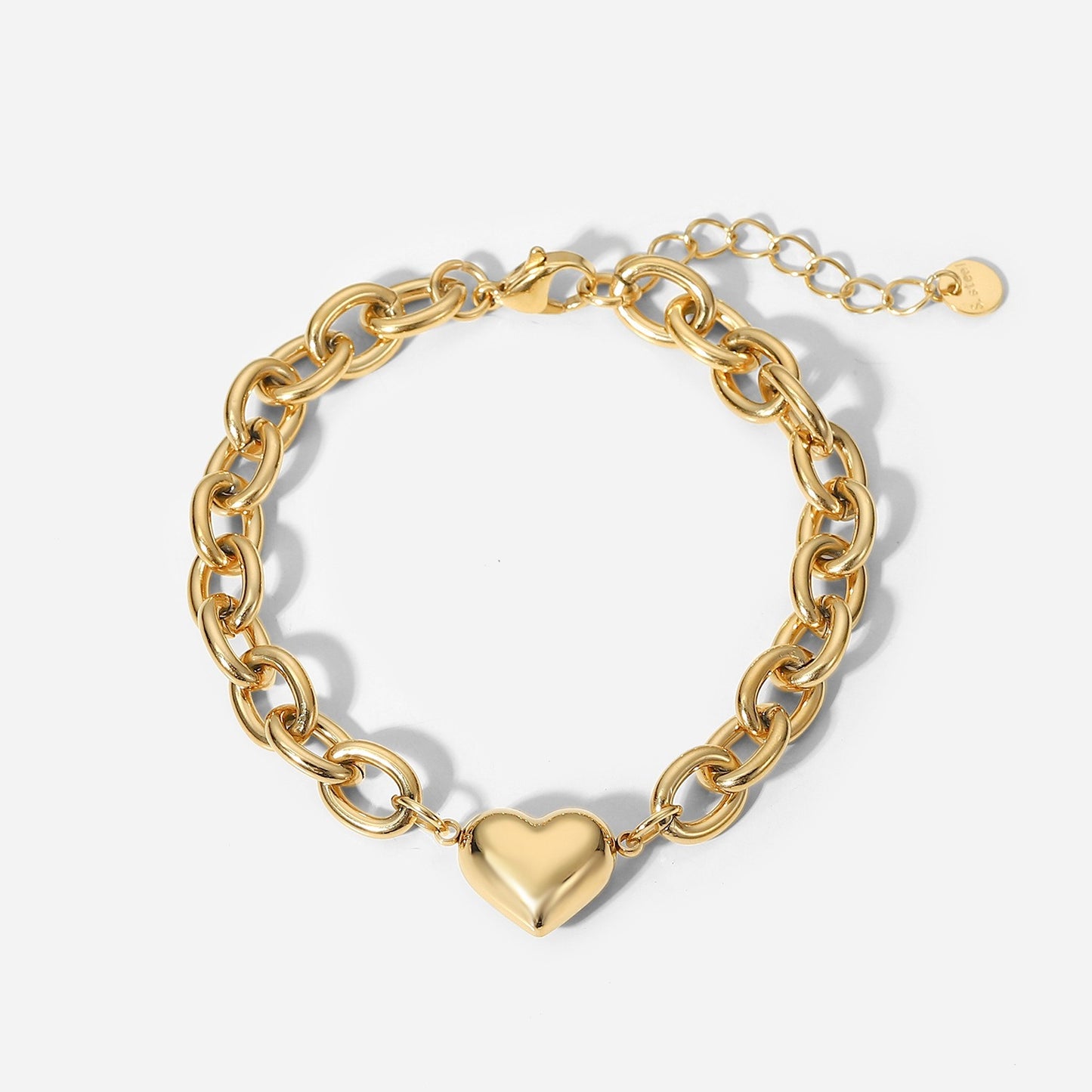 Gillian – Pulsera Dorada Cadena Gruesa con Corazón