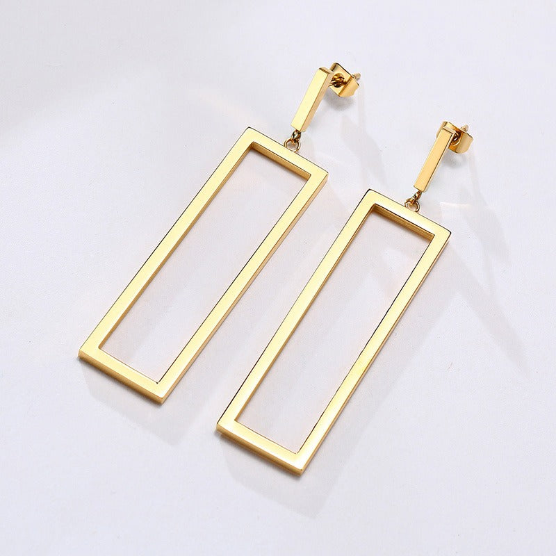 Carla – Pendientes Rectangulares Huecos Elegantes