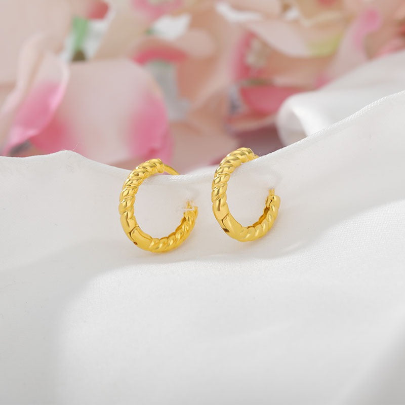 Manon – Pendientes Mini Aros Cuerda en Oro