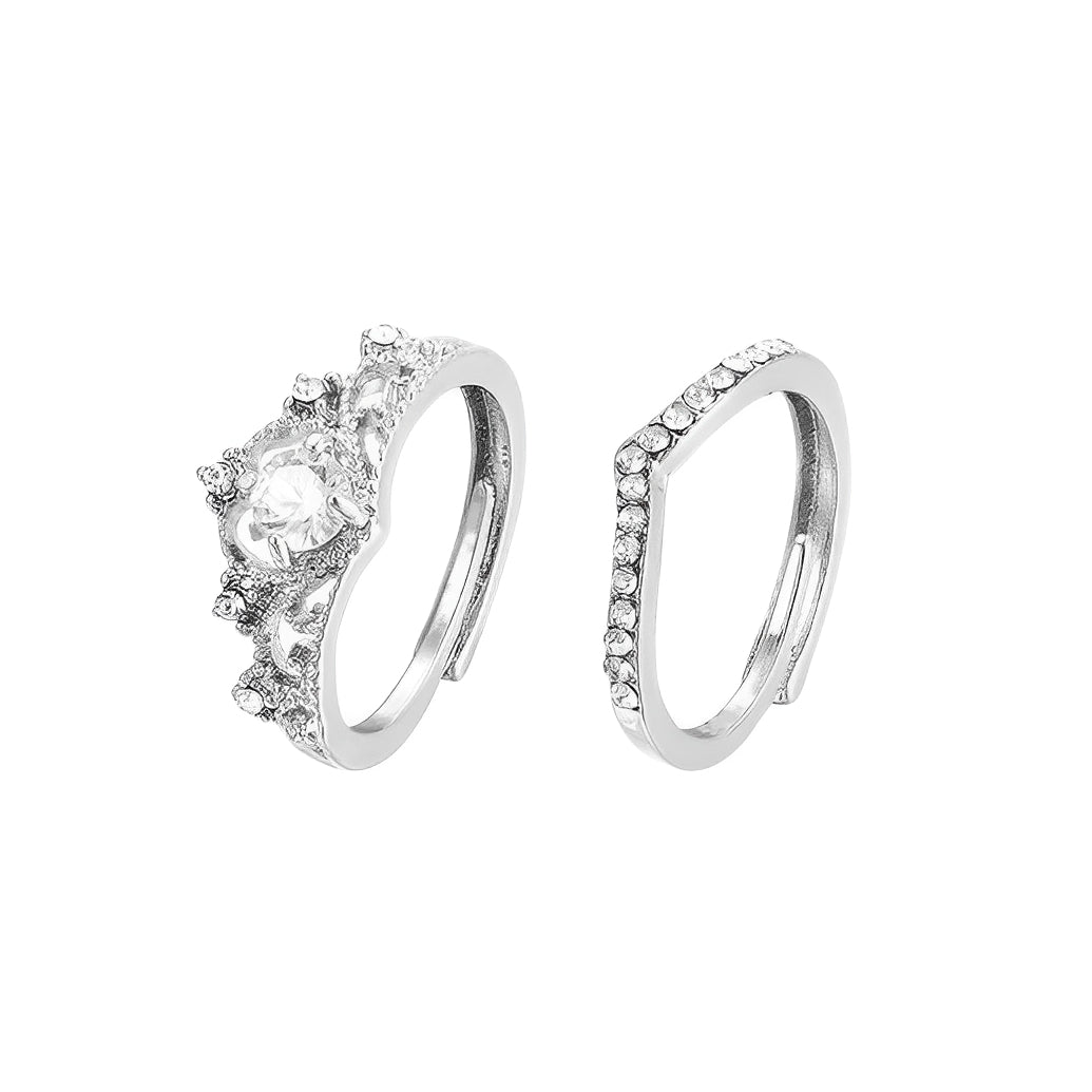 Reina – Set de Anillos de Plata con Diseño de Corona