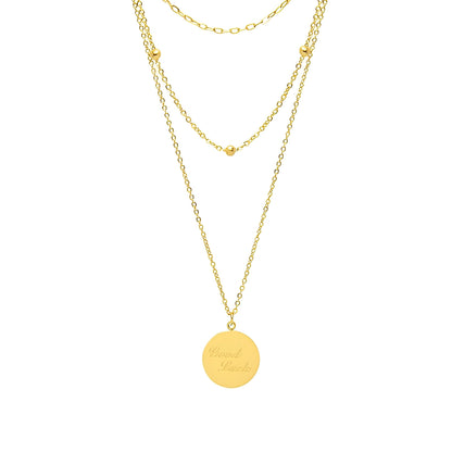 Nadine – Collar Dorado con Colgante Disco y Doble Cadena