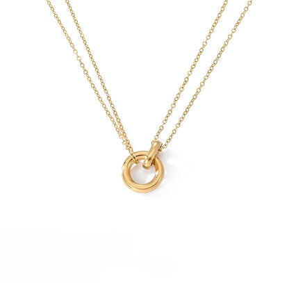 Bree – Collar Dorado con Colgante Redondo Geométrico