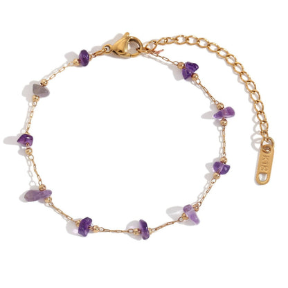 Myrtha – Pulsera Dorada 18K de Acero Inoxidable con Amatista