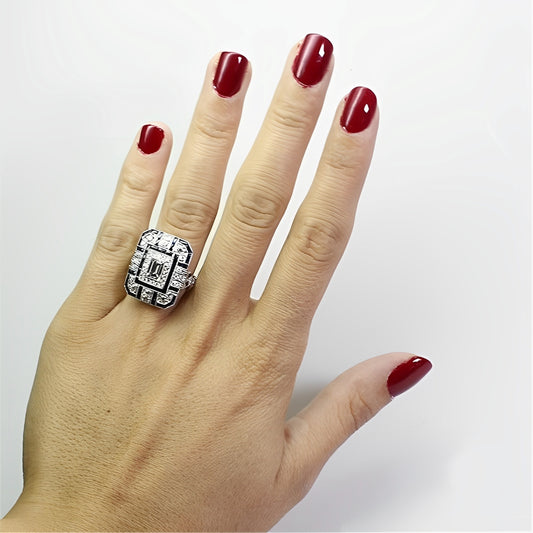Marina – Anillo Plateado Estilo Retro con Piedra Azul