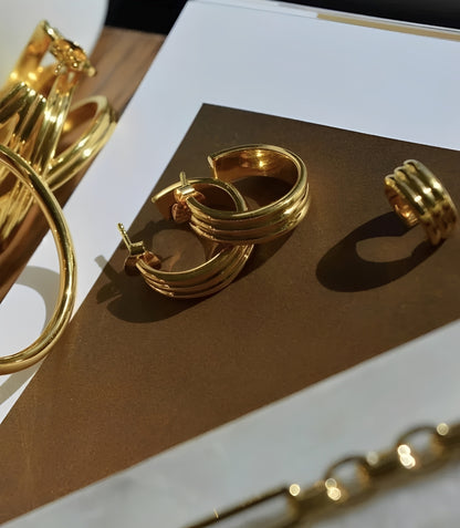 Zaria – Pendientes Triple Aro Hueco Elegantes