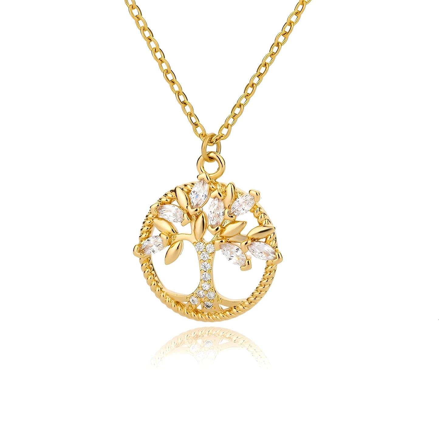 Toshi – Collar Árbol de Vida en Oro con Zirconia