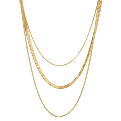Ashley – Collar Dorado de 3 Filas Cadena Serpiente