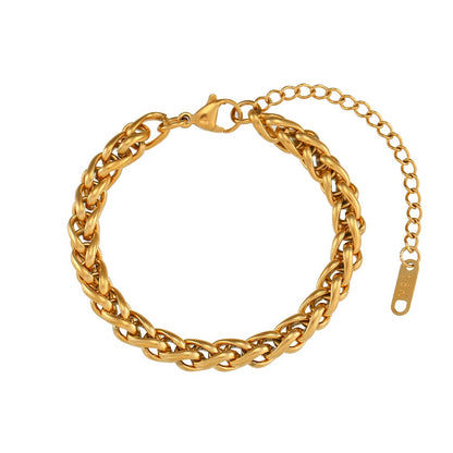 Evelyn – Pulsera Dorada Cadena Trenzada Gruesa